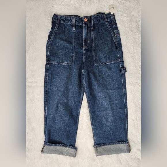 NWT Free People We The Free Major Leagues Mid-Rise Cuffed Jeans Lapis - Picture 2 of 16